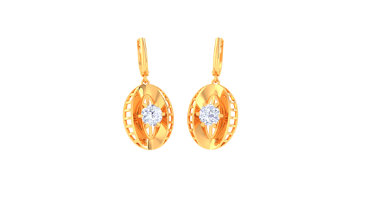 Symmetric Oval Rose Gold Hoop Earrings - 0.64 Ct Diamond Sparkles