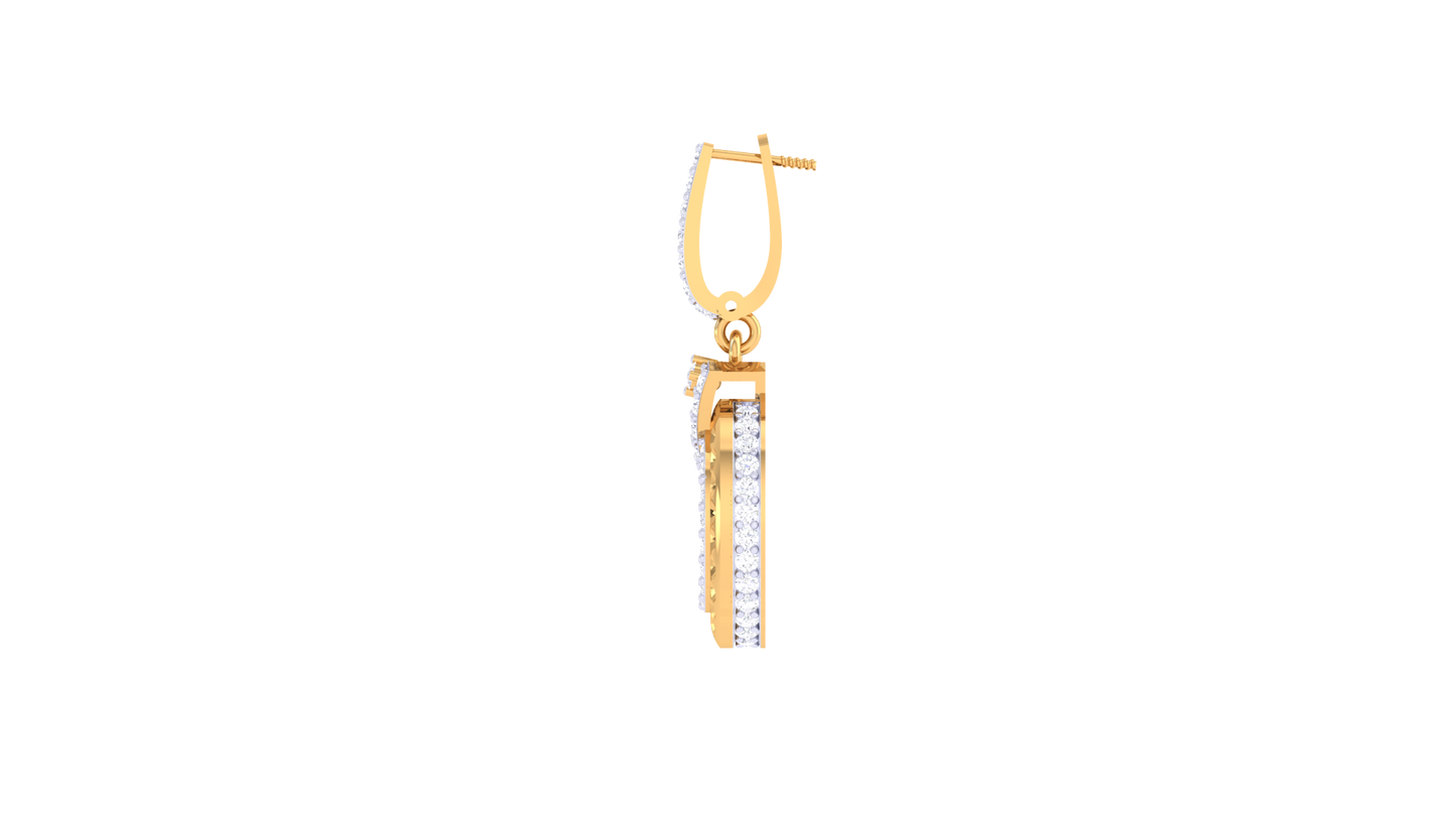 Round and Bold Diamond Hoop Earrings In Gold - 1.04 Ct Round Cut Diamonds