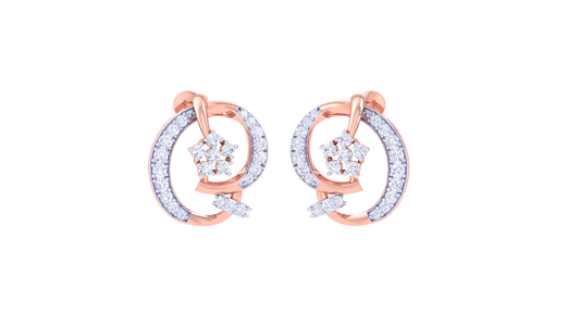 Halo Bloom Stud Earrings In Circular Gold Grace – 0.66 Ct Diamond Brilliance