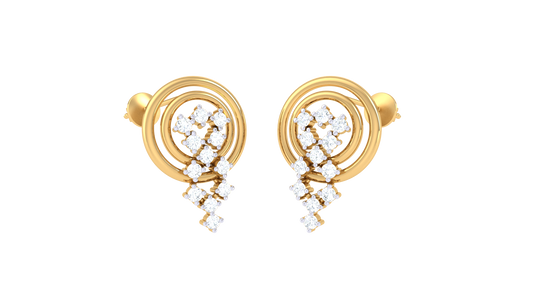Spiral Bloom Diamond Stud Earrings In Gold - 0.16 Ct