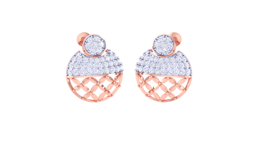 Lattice Radiance Stud Earrings – 0.78 Ct Diamond Glow In Sculpted Gold