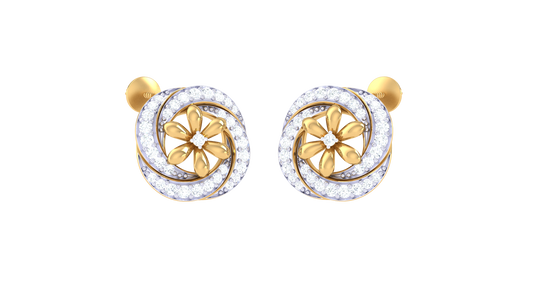 Floral Appair Diamond Stud Earrings In Gold - 0.47 Ct