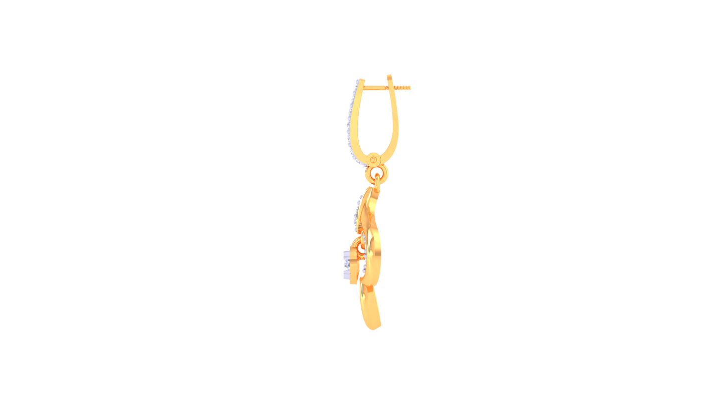 Teardrop Harmony Hoop Earrings – 0.37 Ct Diamond Elegance in Sculpted Gold