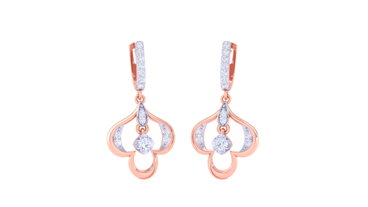 Teardrop Harmony Hoop Earrings – 0.37 Ct Diamond Elegance in Sculpted Gold