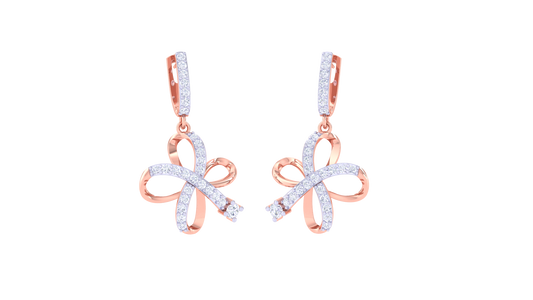Petite Floral Hoop Earrings In Sculpted Gold - 0.57 Ct Diamonds