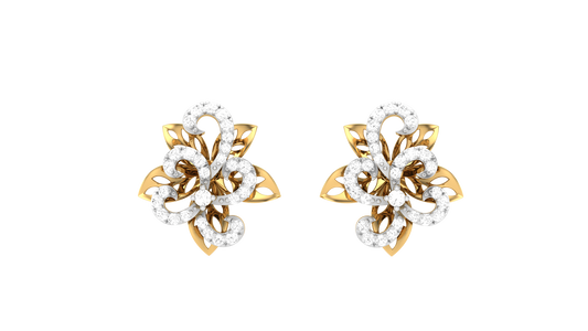 Floral Sparkle Stud Earrings In Rose Gold - 0.40 Ct Round Cut Diamonds