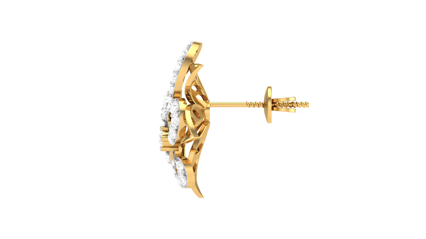 Floral Sparkle Stud Earrings In Rose Gold - 0.40 Ct Round Cut Diamonds