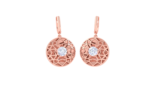 Starburst Circle Gold Hoop Earrings - 0.64 Ct Dazzling Diamond