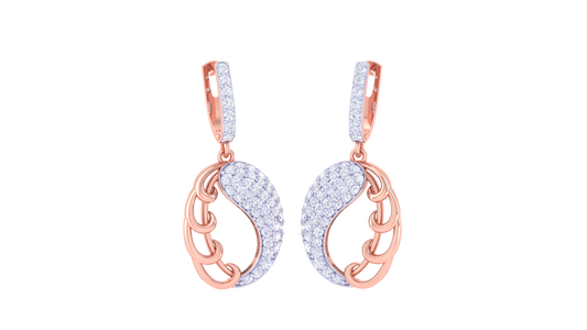 Two Tone Yinyang Hoop Earrings In Sculpted Gold - 0.85 Ct Diamonds