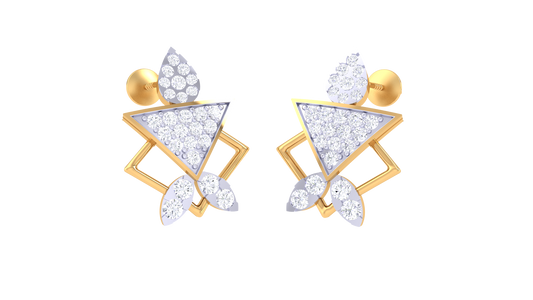 Trigon Dangle Earrings With Gold and Diamond Stud -0.57 Ct