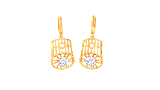 Cage-Frame Rose Gold Hoop Earrings - 0.64 Ct Brilliant Diamond