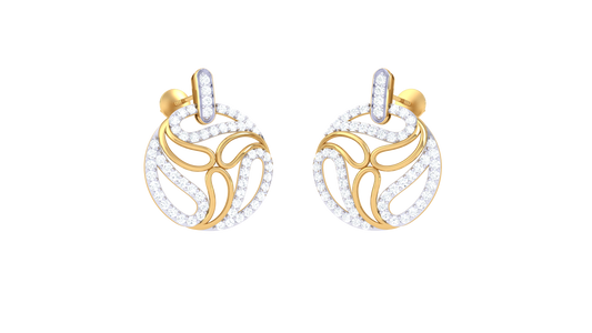 Abstract Bloom Gold Stud Earrings - 0.85 Ct Diamond