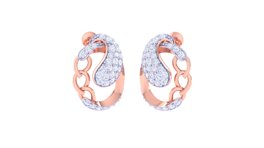 Paisley Loop Stud Earrings In Dual-Tone Gold Finish - 0.58 Ct Diamonds