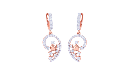 Floral Swirl Hoop Earrings In Gold – 0.67 Ct Dazzling Diamonds