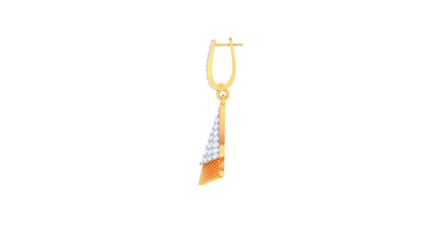 Radiant Fan-Shaped Hoop Earrings In Gold - 0.76 Ct Diamond Accents