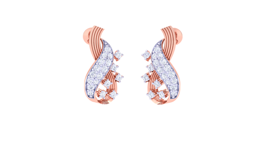 Floral Swirl Teardrop Earrings In Gold - 0.31 Ct Brilliant Diamond