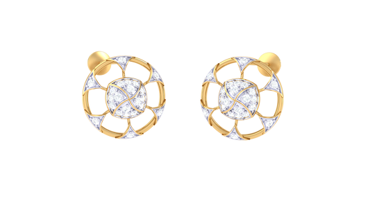 Floral Radiance Diamond Stud Earrings In Gold – 0.34 Ct
