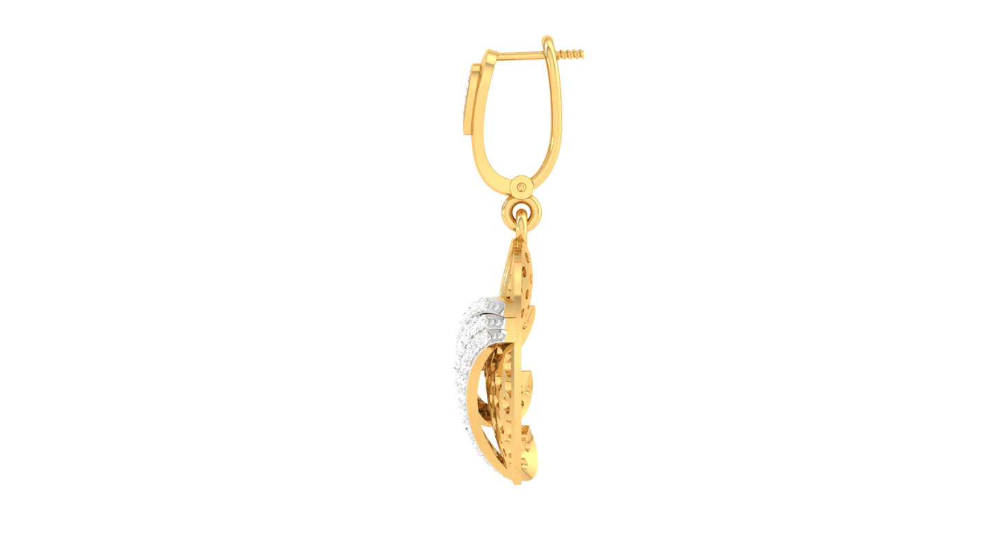 Wave Orbit Hoop Earrings In Yellow Gold - 1.19 Ct Round Shaped Diamonds