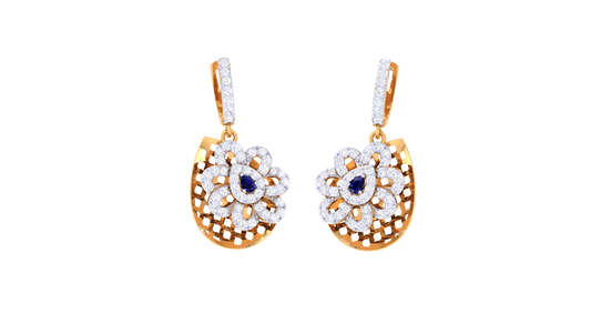 Sprial Bloom Diamond Hoop Earrings - 0.78 Ct