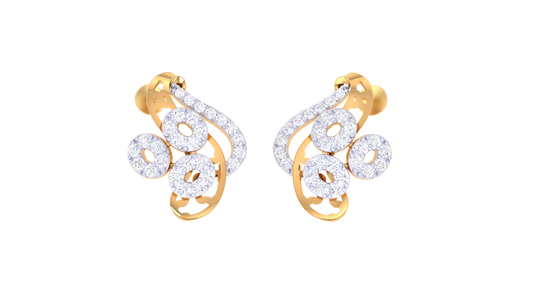 Glammering Petal Diamond Stud Earrings In Gold - 0.50 Ct