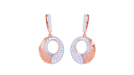 Golden Eclipse Hoop Earrings In Gold - 0.91 Ct Diamond Detailing