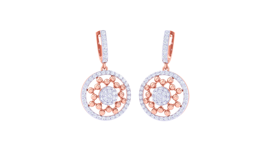 Radiant Orbit Golden Hoop Earrings - 0.95 Ct Diamond Halo