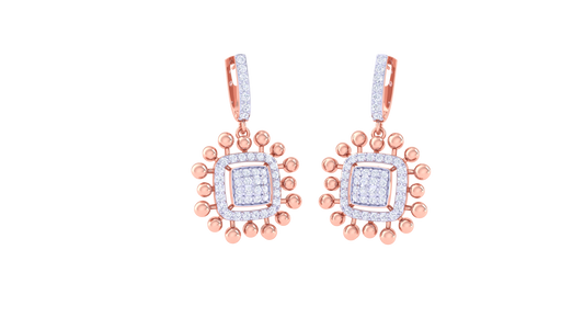 Sunbrust Square Diamond Hoop Earrings In Gold - 0.75 Ct Brilliant Cut