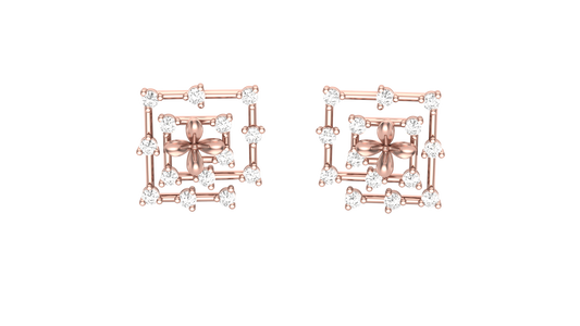 0.48 Ct - Square Sparkle Diamond Stud Earrings