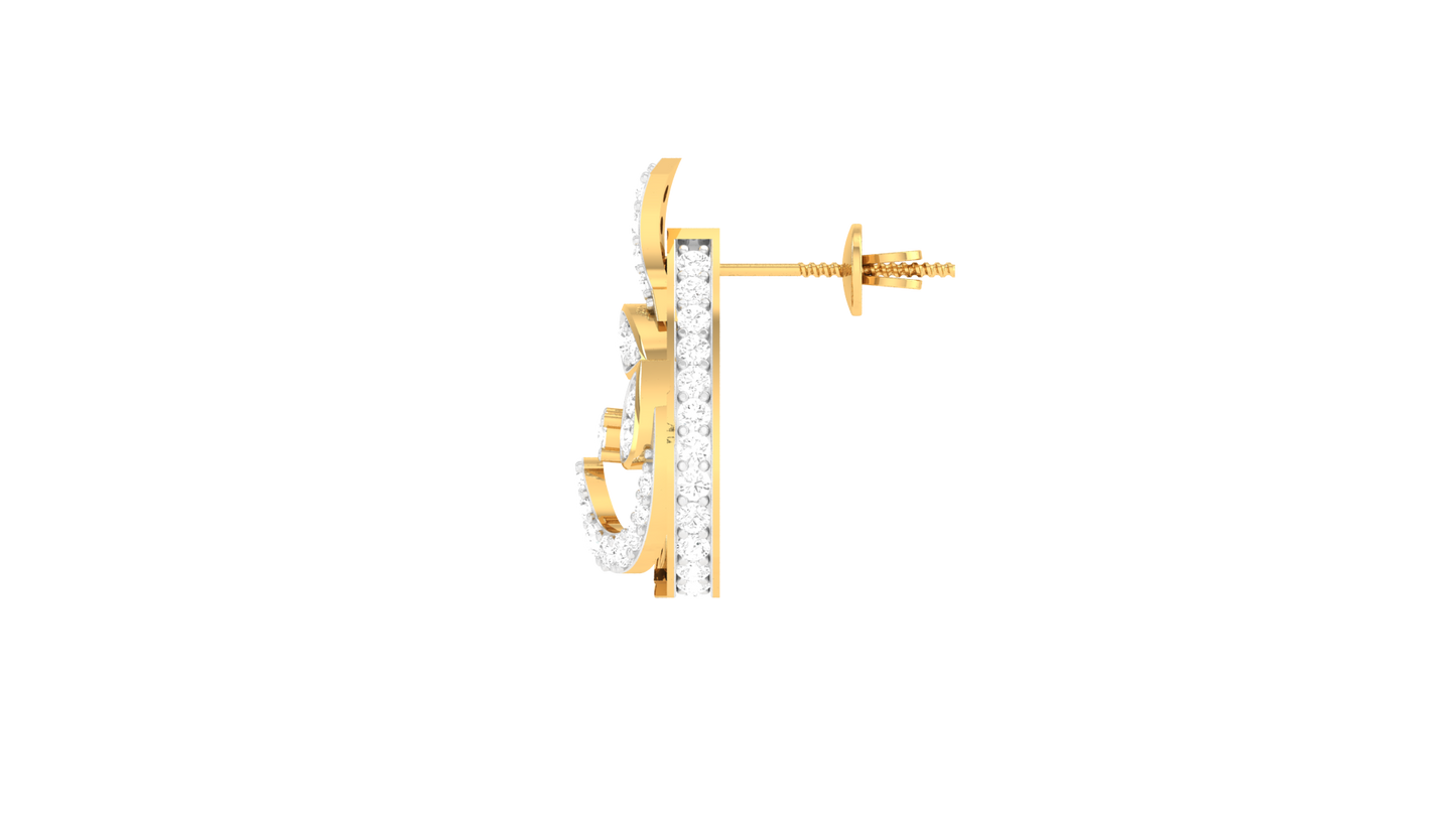 Celestial Curl Stud Earrings In Yellow Gold - 0.58 Ct Dazzling Round Cut Diamonds