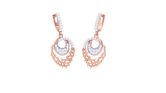 Dual-Tone Swirl Hoop Earrings With Floral Accents – 0.43 ct Diamonds