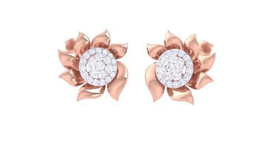 Floral Sparkle Diamond stud Earrings-0.47 Ct.