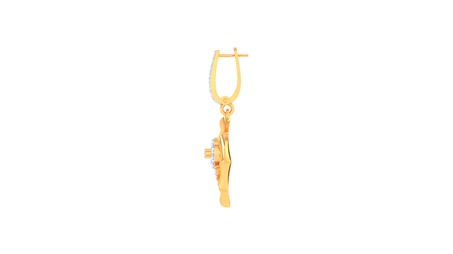 Geometric Floral Gold Hoop Earrings - 0.63 Ct Brilliant Cut Diamonds