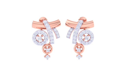 Modern Orbit Stud Earrings In Gold - 0.45 Ct Sparkling Diamonds