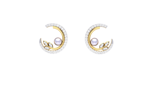 Moonlight Butterfly Stud Earrings In Gold - 0.31 Ct Sparkling Round Diamonds