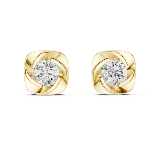 1.8 Carat Round Diamond Cushion Twist Love Knot Stud Earrings - Solid Gold