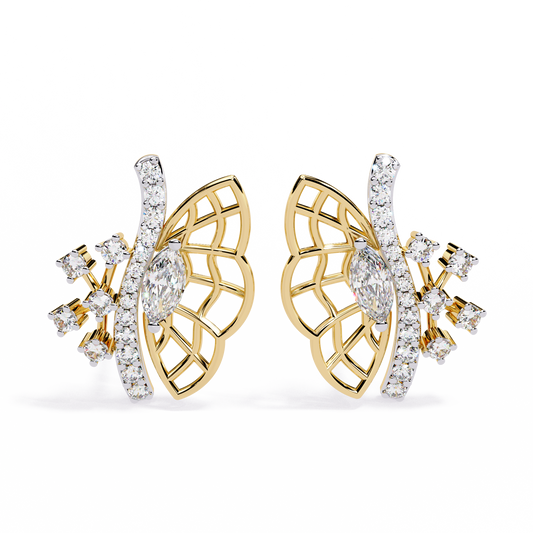 Marquise Majesty: Enchanted Butterfly Wing Diamond Studs in Gold - 0.37 Ct