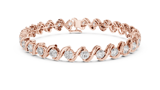 6.46 Carat Round Diamond S-Link Swirl Bracelet - Yellow Gold