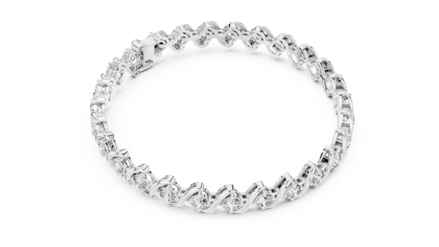 6.46 Carat Round Diamond S-Link Swirl Bracelet - Yellow Gold