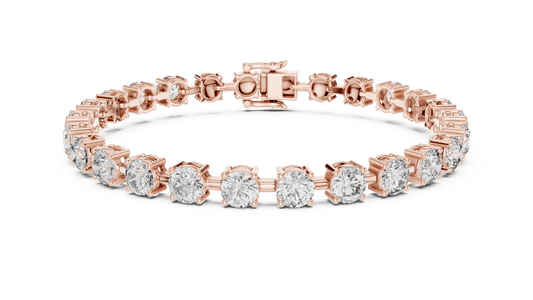 10.5 Carat Round Brilliant Cut Diamond Solitaire Tennis Bracelet - Yellow Gold