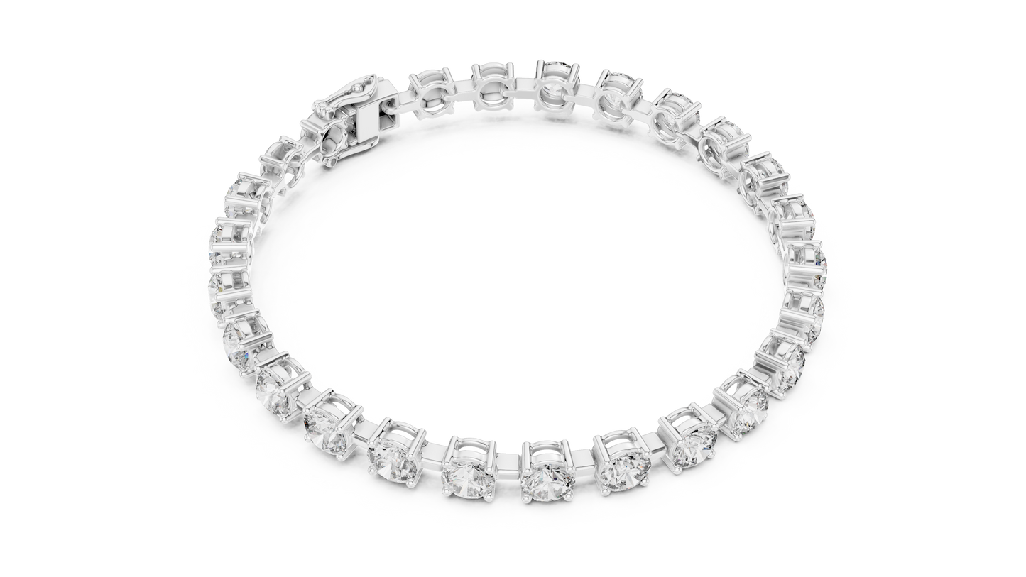 10.5CTW Round Brilliant Cut Diamond Solitaire Tennis Bracelet - Yellow Gold
