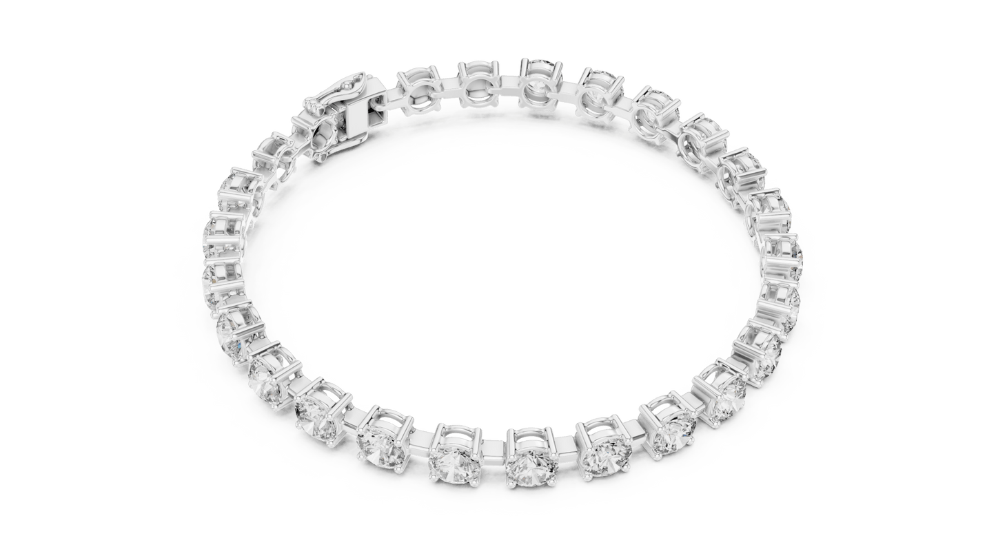 10.5 Carat Round Brilliant Cut Diamond Solitaire Tennis Bracelet - Yellow Gold