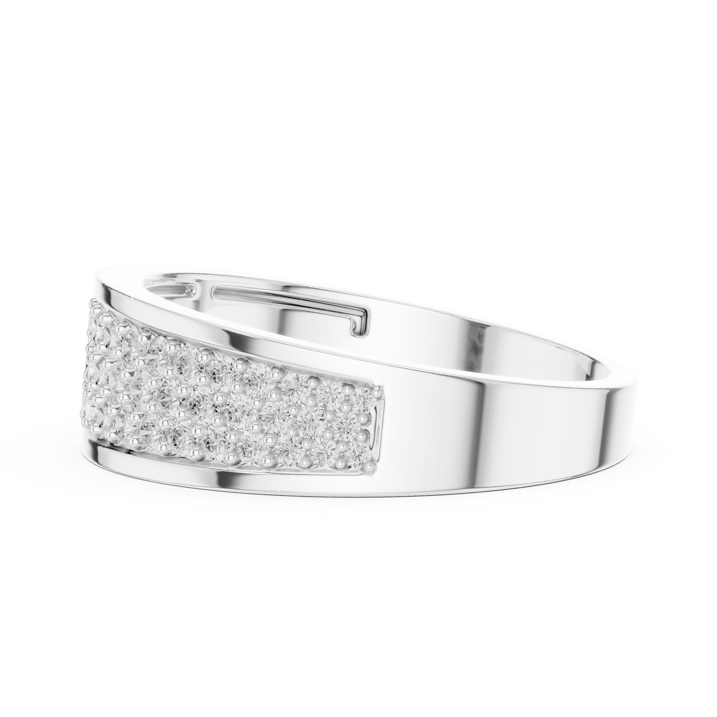Yellow Gold 3-Row Diamond Eternity Band | 0.93CTW Full Pave Wedding Ring