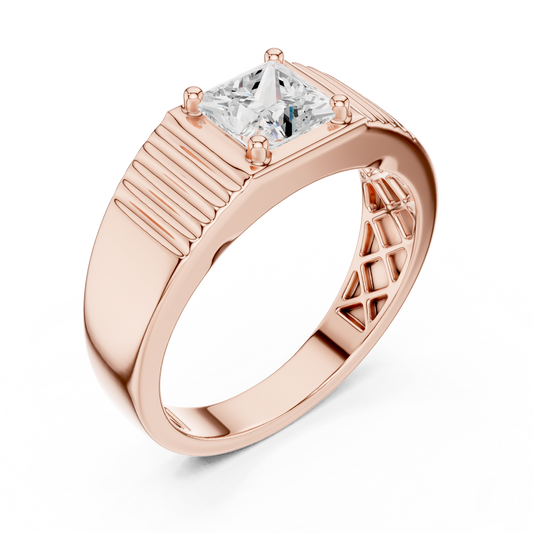 Yellow Gold Princess Cut Diamond Solitaire Band - 0.78CTW
