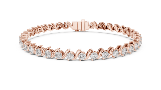 3.6 Carat Round Diamond S-Link Swirl Bracelet - Yellow Gold