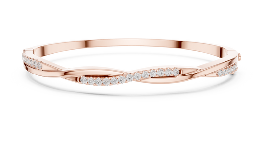 0.7CTW Twisted Wave Pavé Diamond Bangle in Yellow Gold