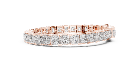 24.28CTW Princess Cut Diamond Box Link Bracelet in Yellow Gold
