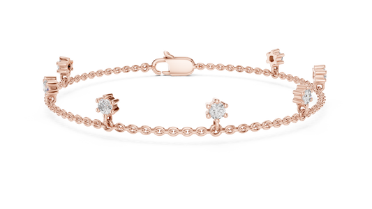0.77ctw Round Diamond Dangle Charm Bracelet in Yellow Gold