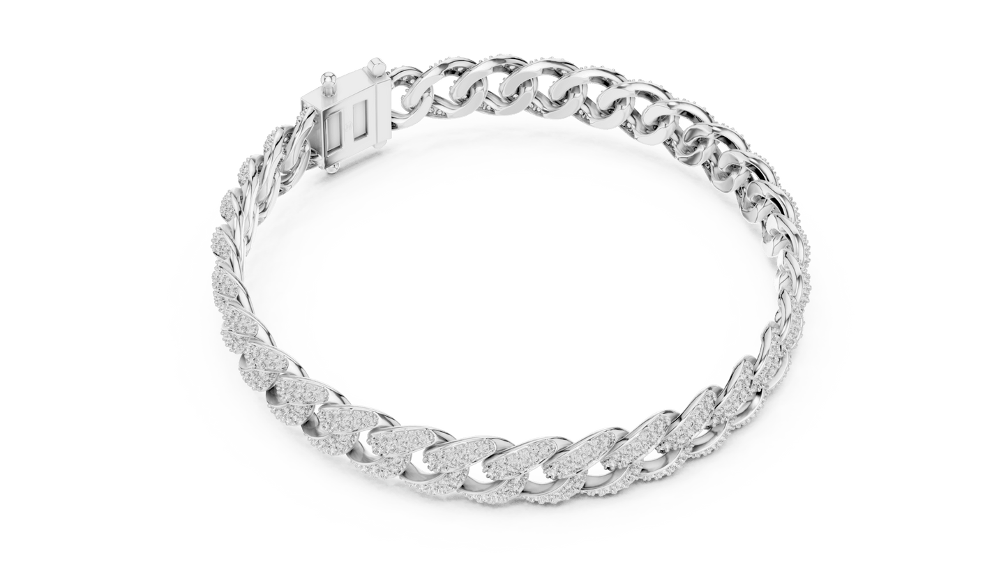 5 Carat Iced Out Pave Diamond Cuban Link Bracelet - Yellow Gold