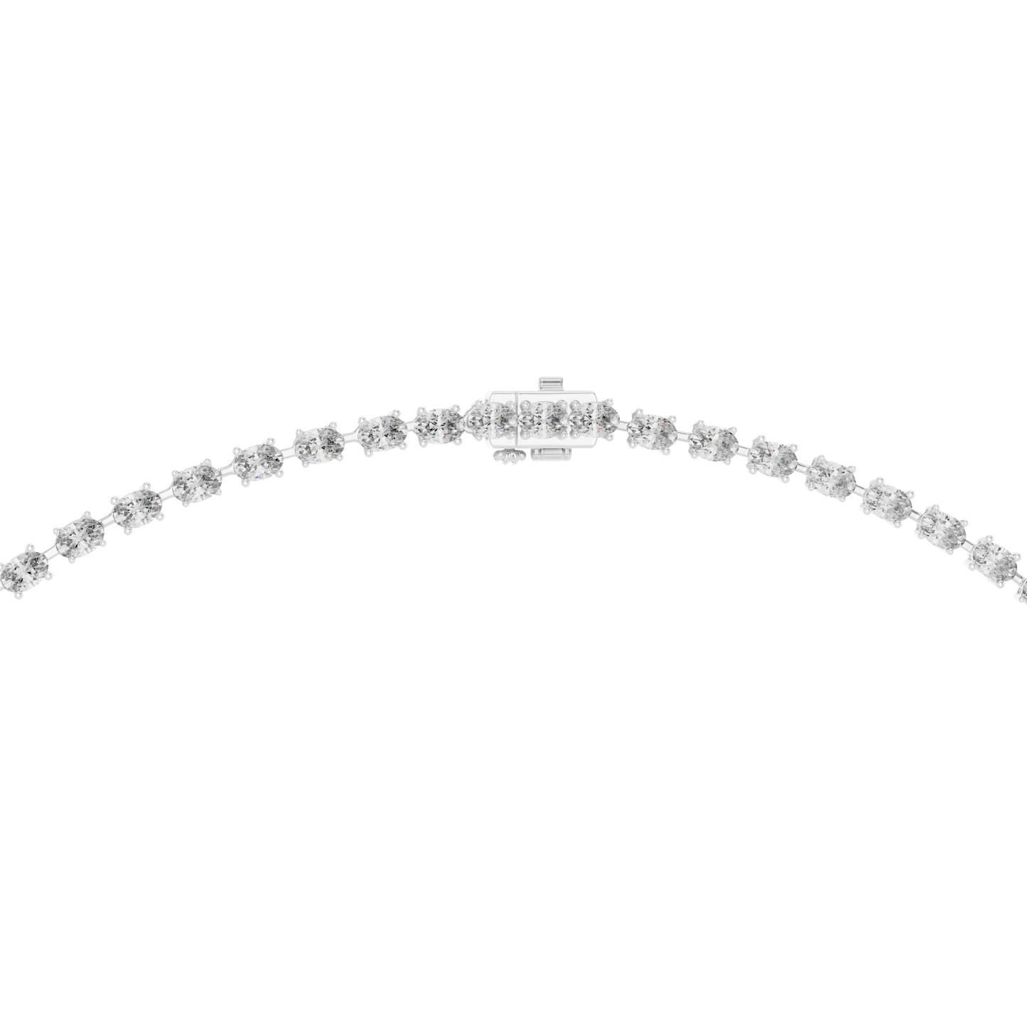 Luminous Grace: Oval-Cut Diamond Lariat Tennis Necklace in Gold