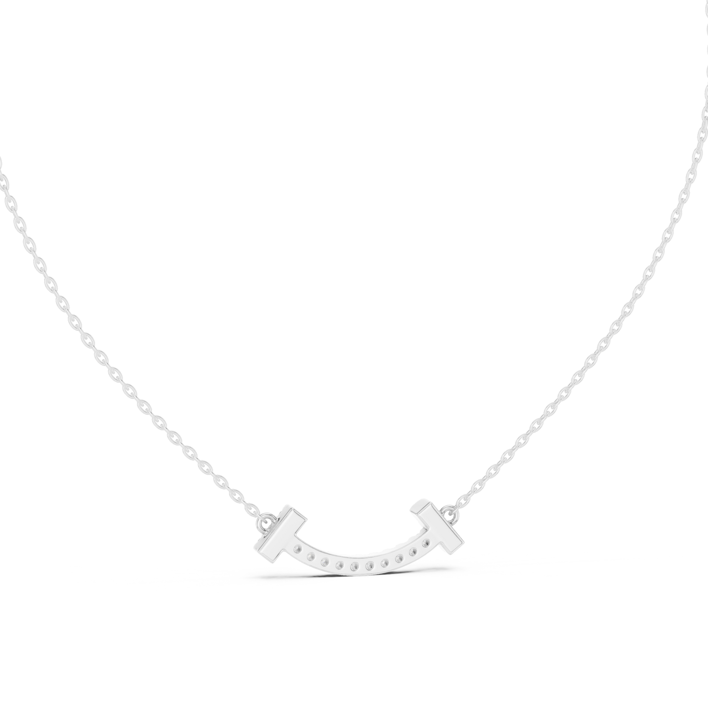 Sparkling Diamond Curved Smile Pendant in Yellow Gold- 0.38CTW Pavé-Set